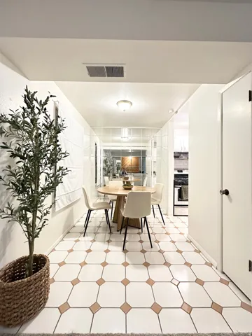 Dining area with light floors