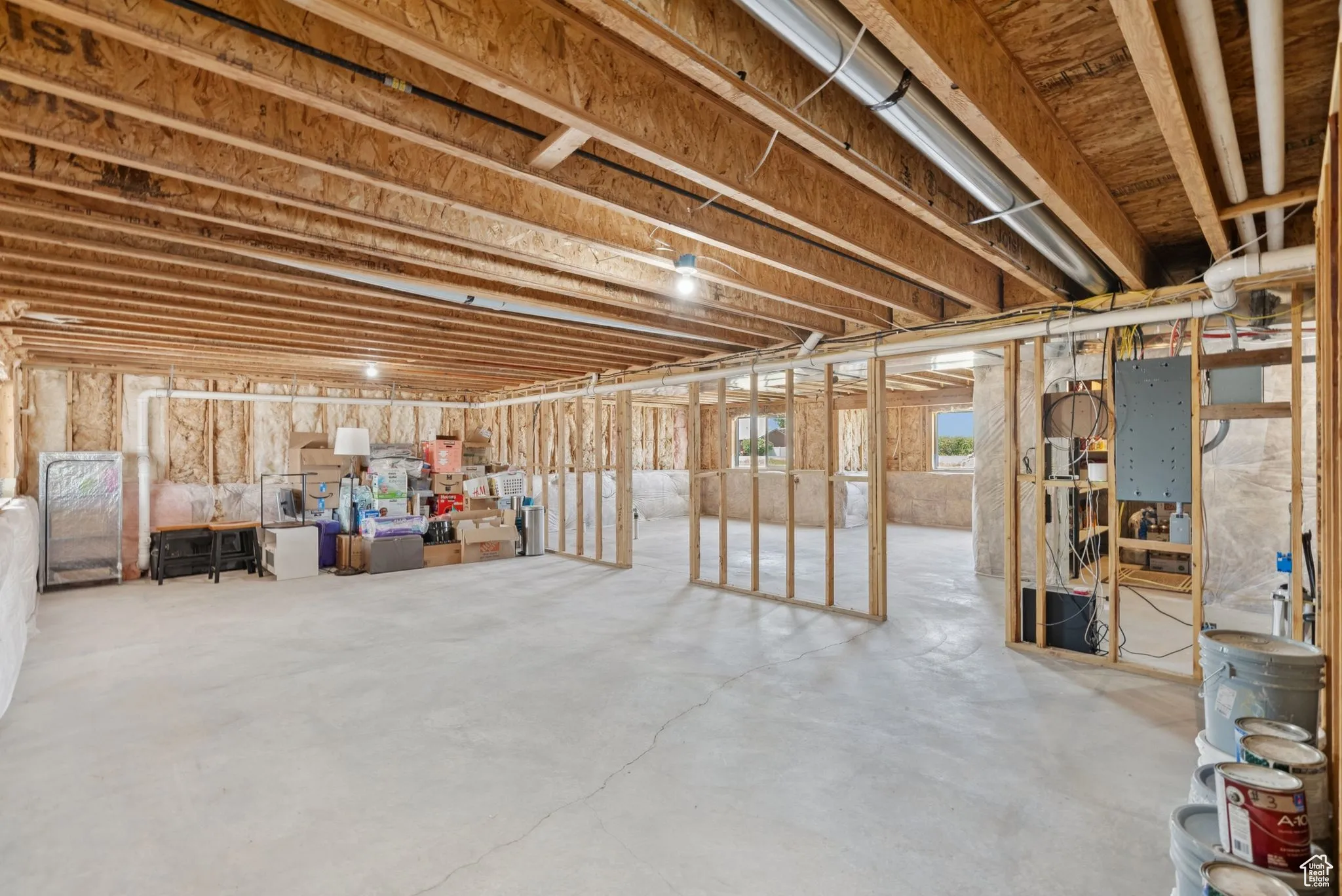 Below grade area with electric panel