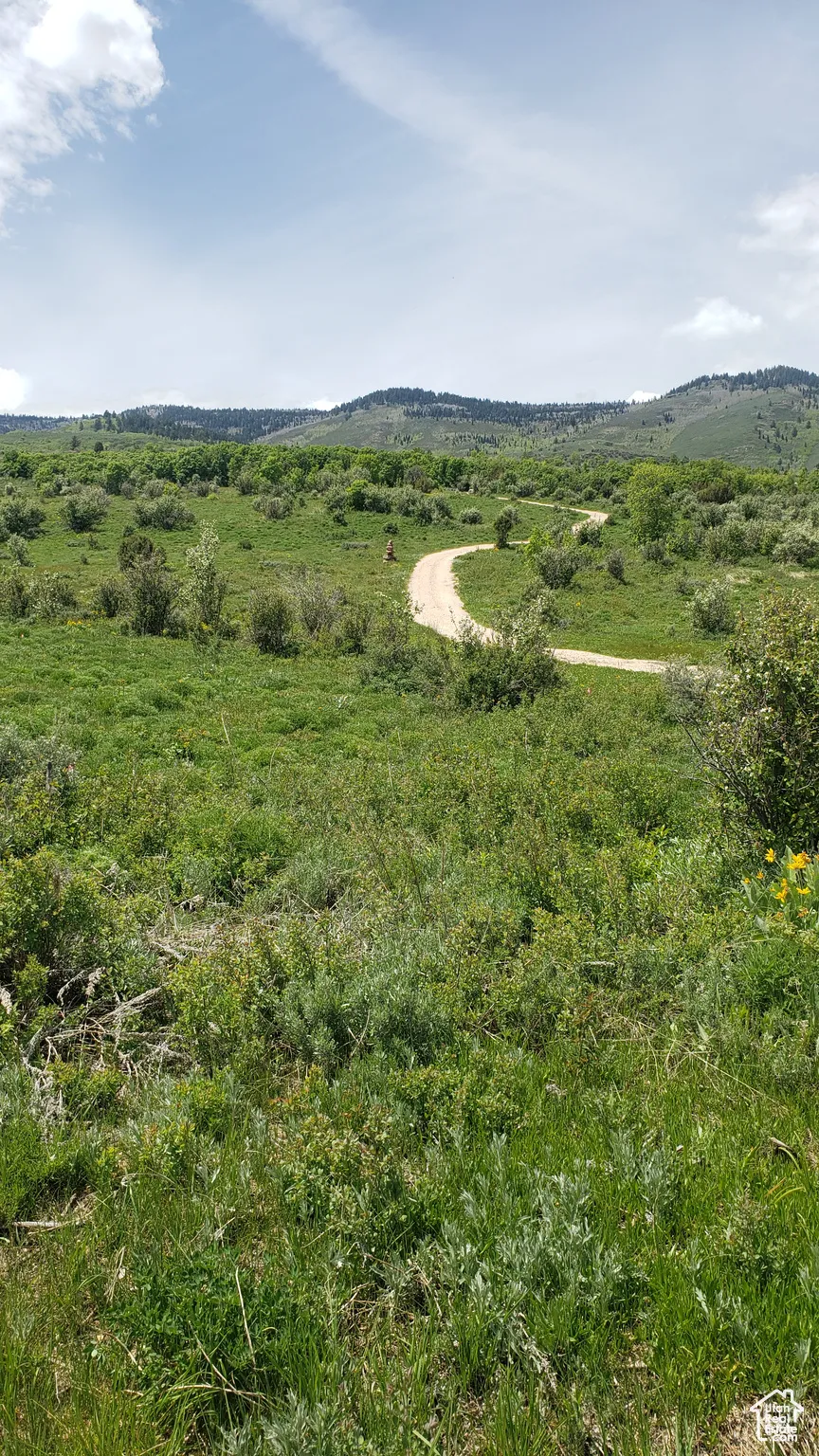 View of mountain backdrop featuring rural landscape