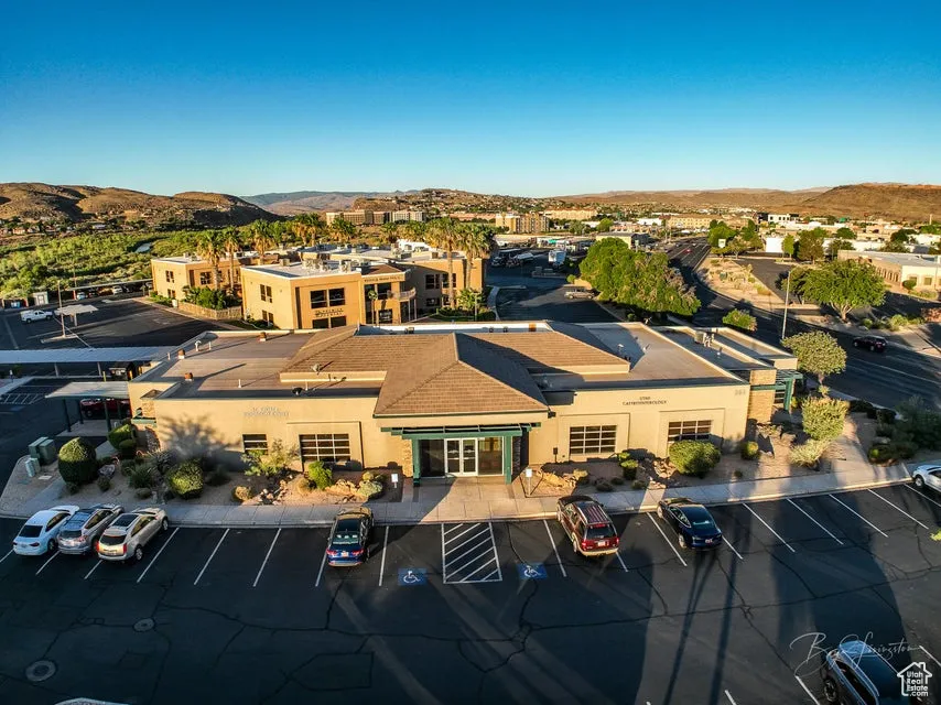 Aerial view of a mountainous background