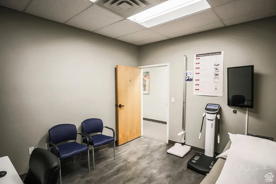 Home office featuring a paneled ceiling