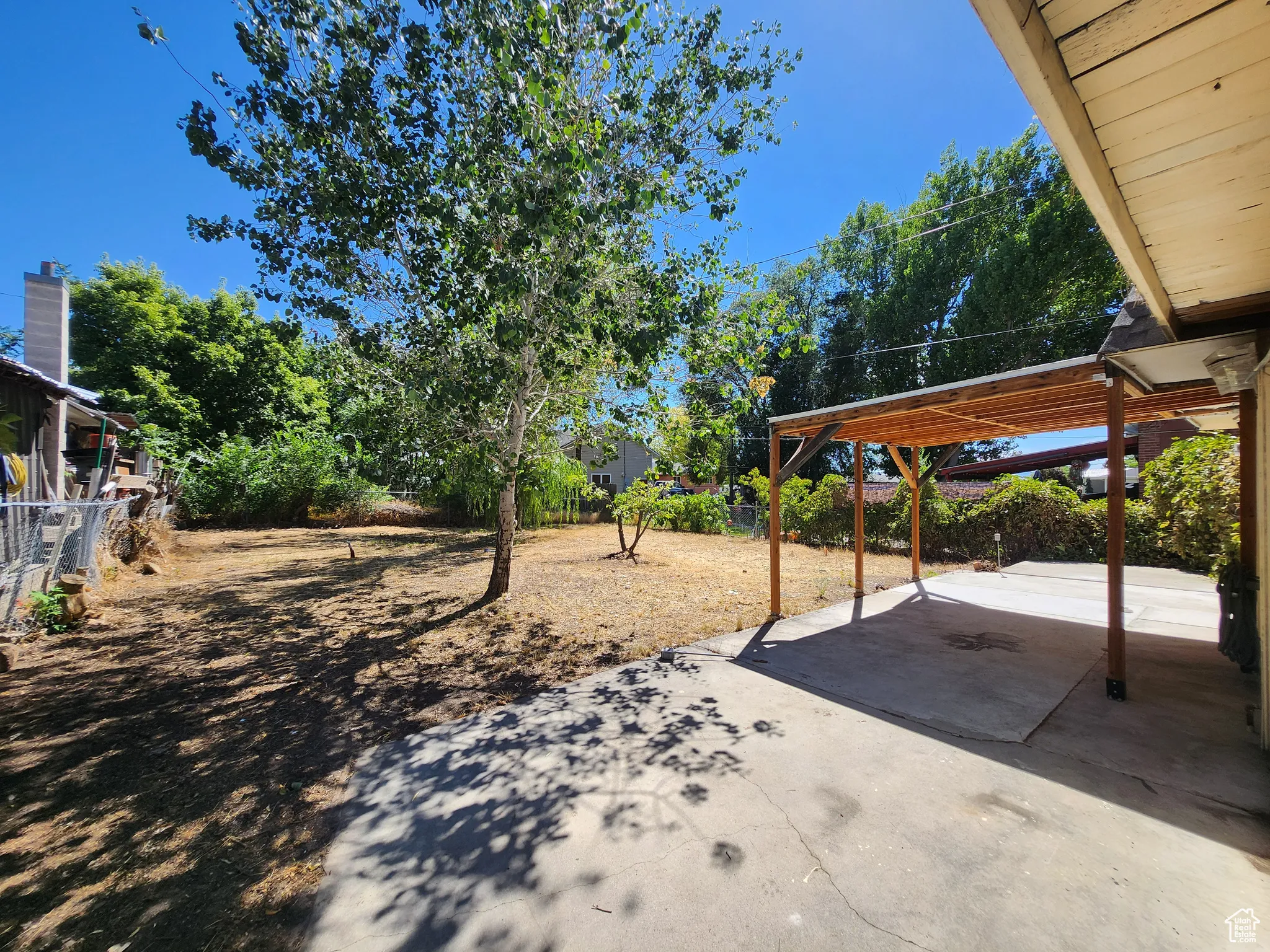 View of yard with a patio area and a carport