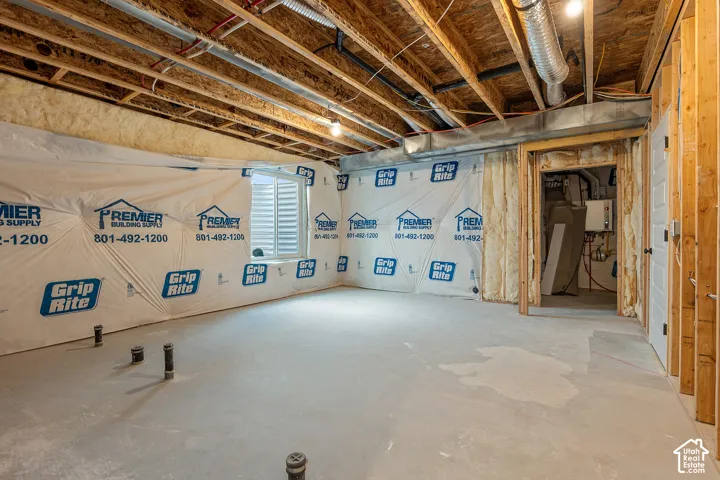 Basement with water heater