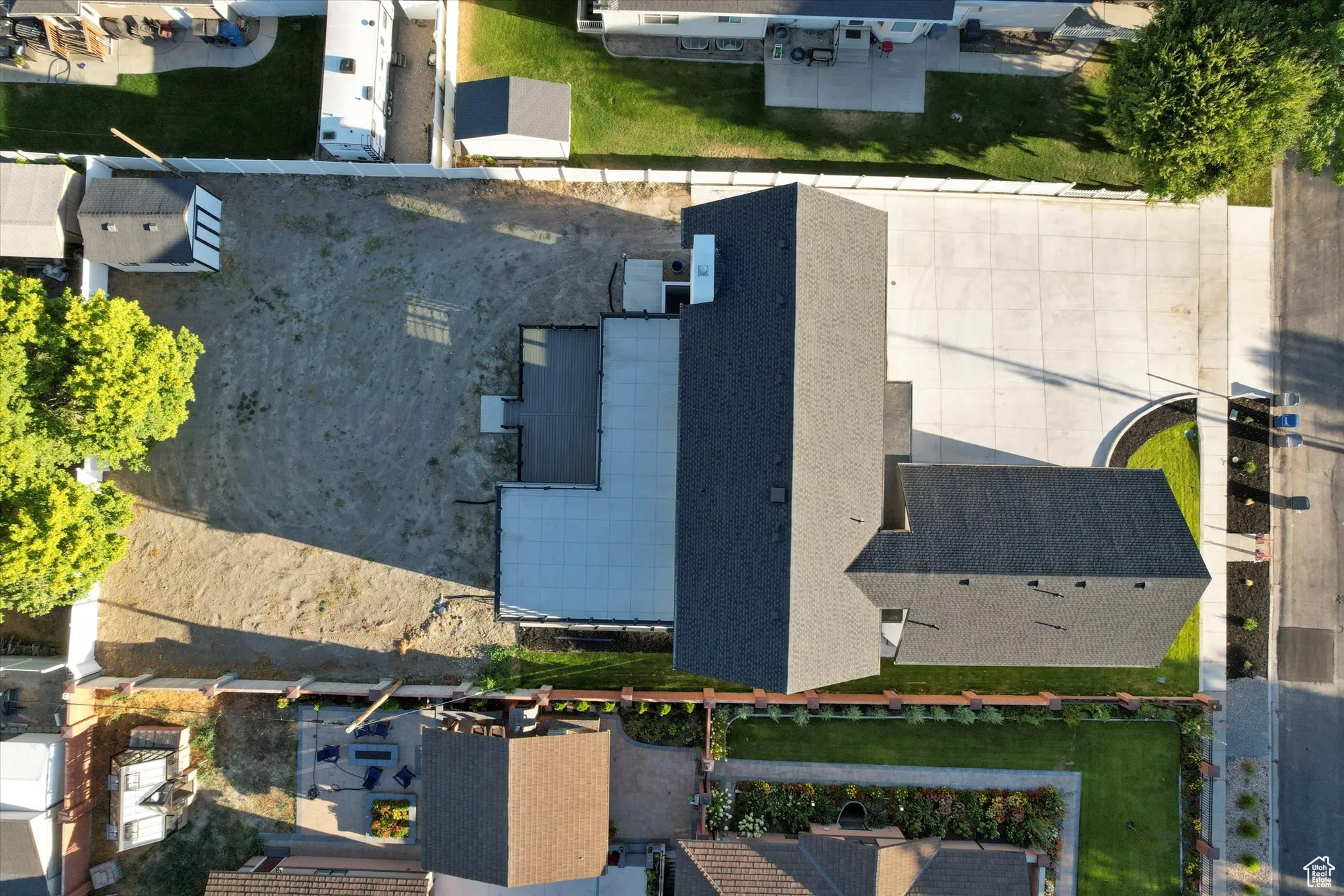 Aerial perspective of suburban area