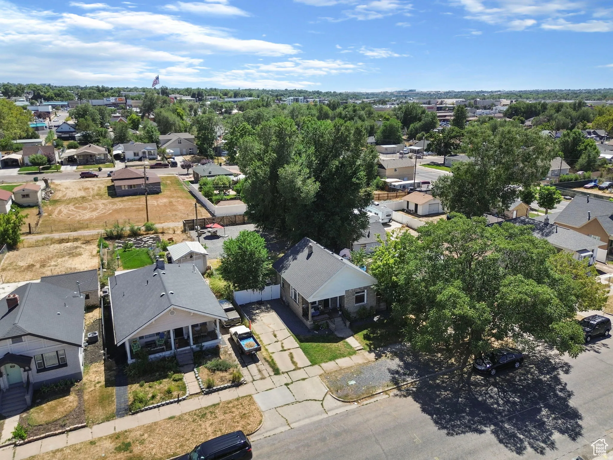 Aerial perspective of suburban area
