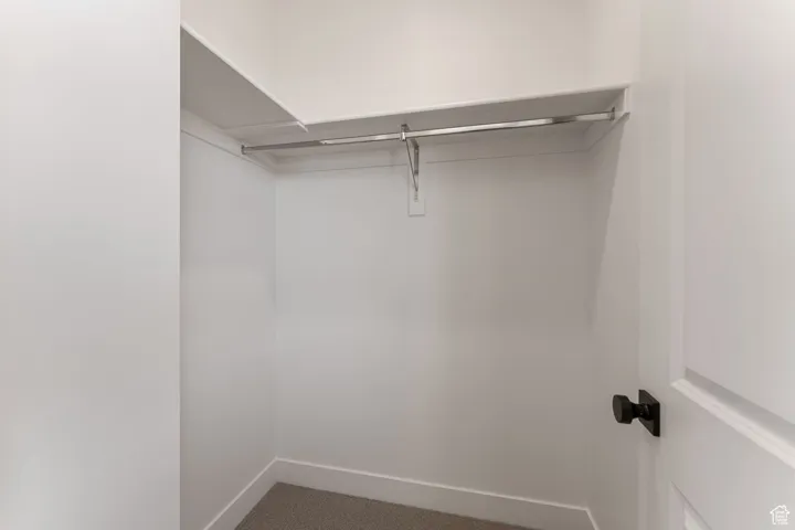 Spacious closet with carpet floors