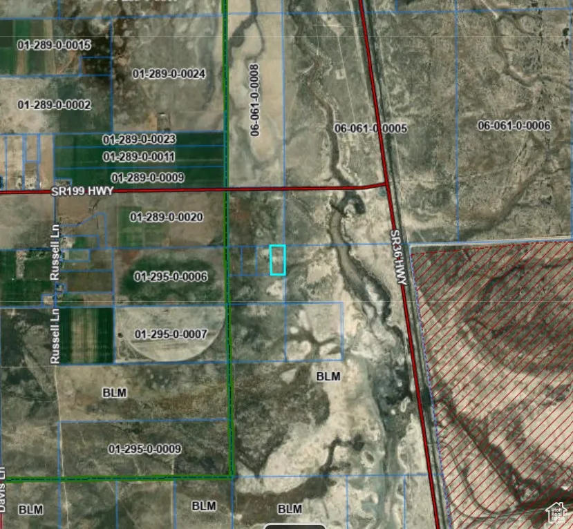 Aerial view of property's location featuring property parcel outlined