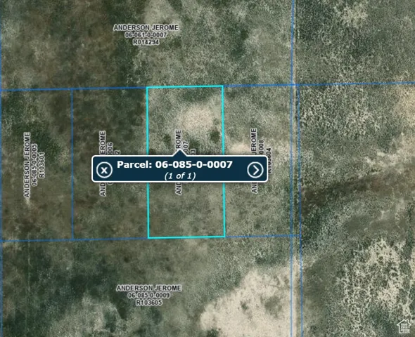 Aerial map of property and surrounding area featuring property parcel outlined