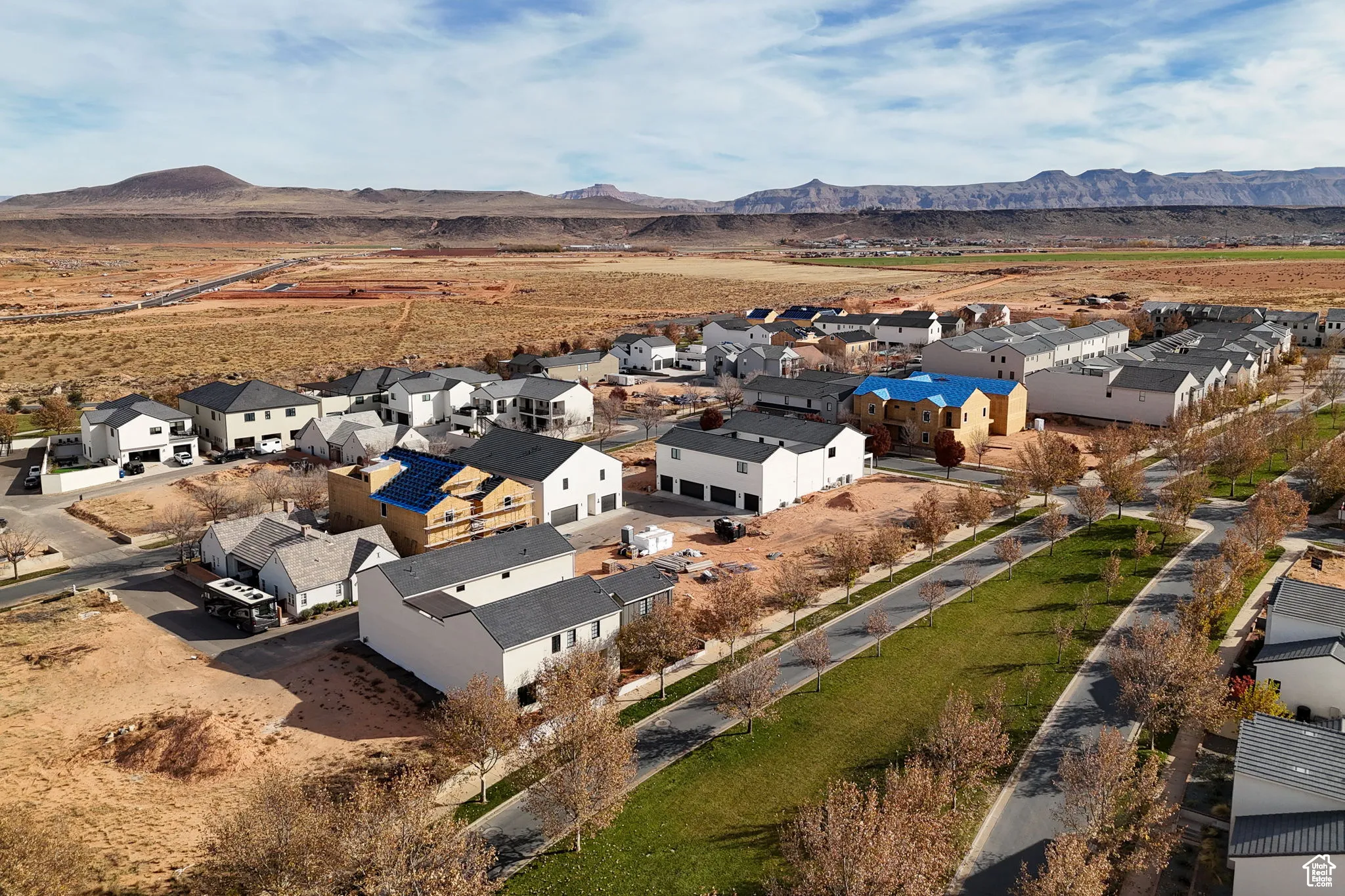 Aerial view featuring mountain views