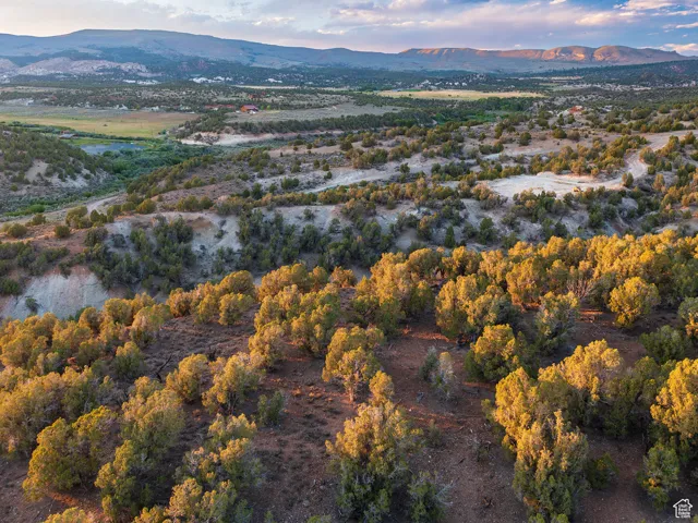 Aerial view at dusk of a mountain view