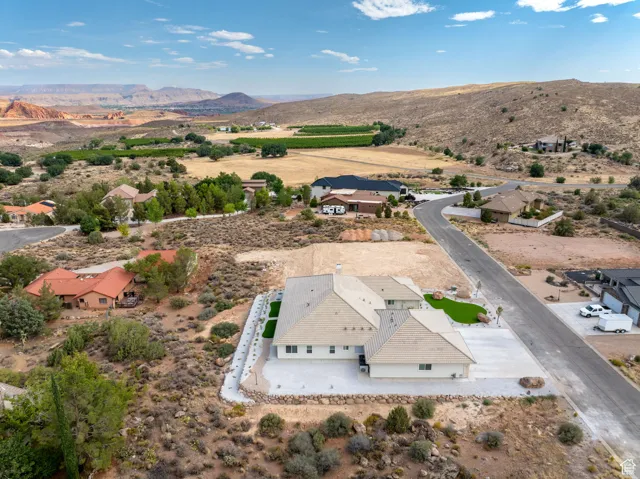 Drone / aerial view of a mountain backdrop