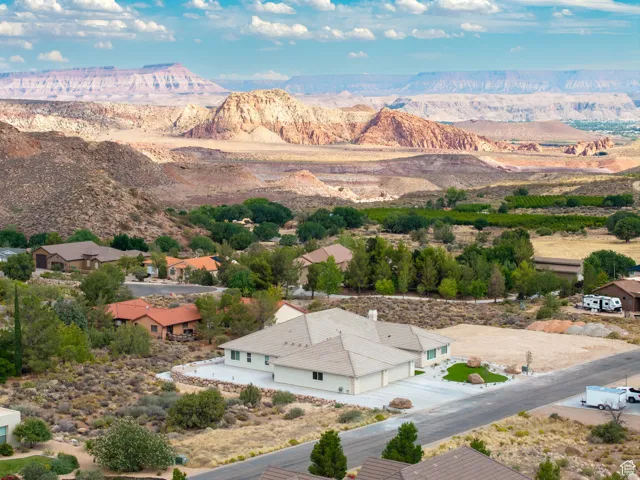 View of mountain background with nearby suburban area
