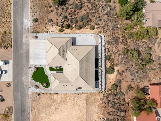 Bird's eye view of a desert landscape