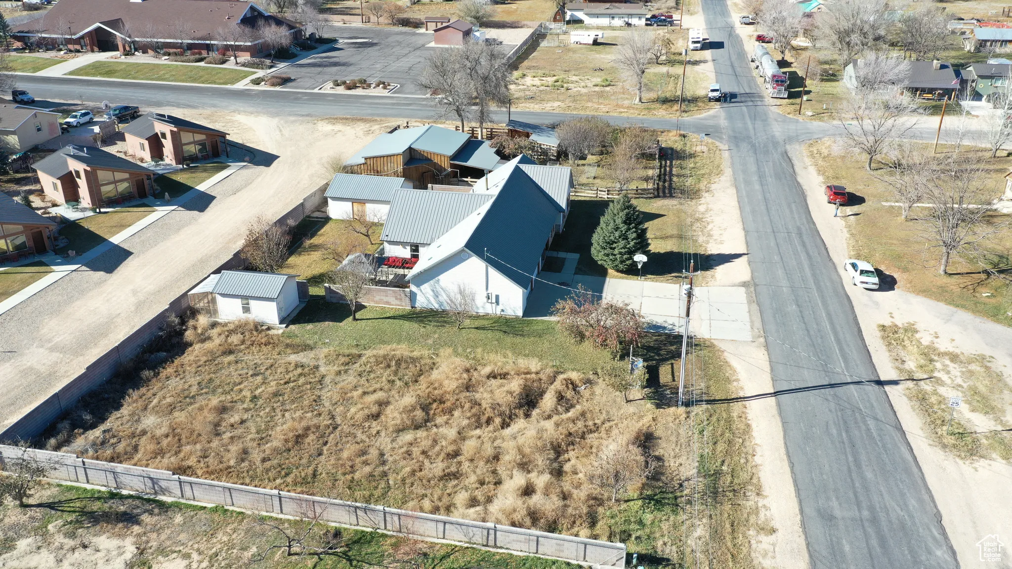 Aerial perspective of suburban area