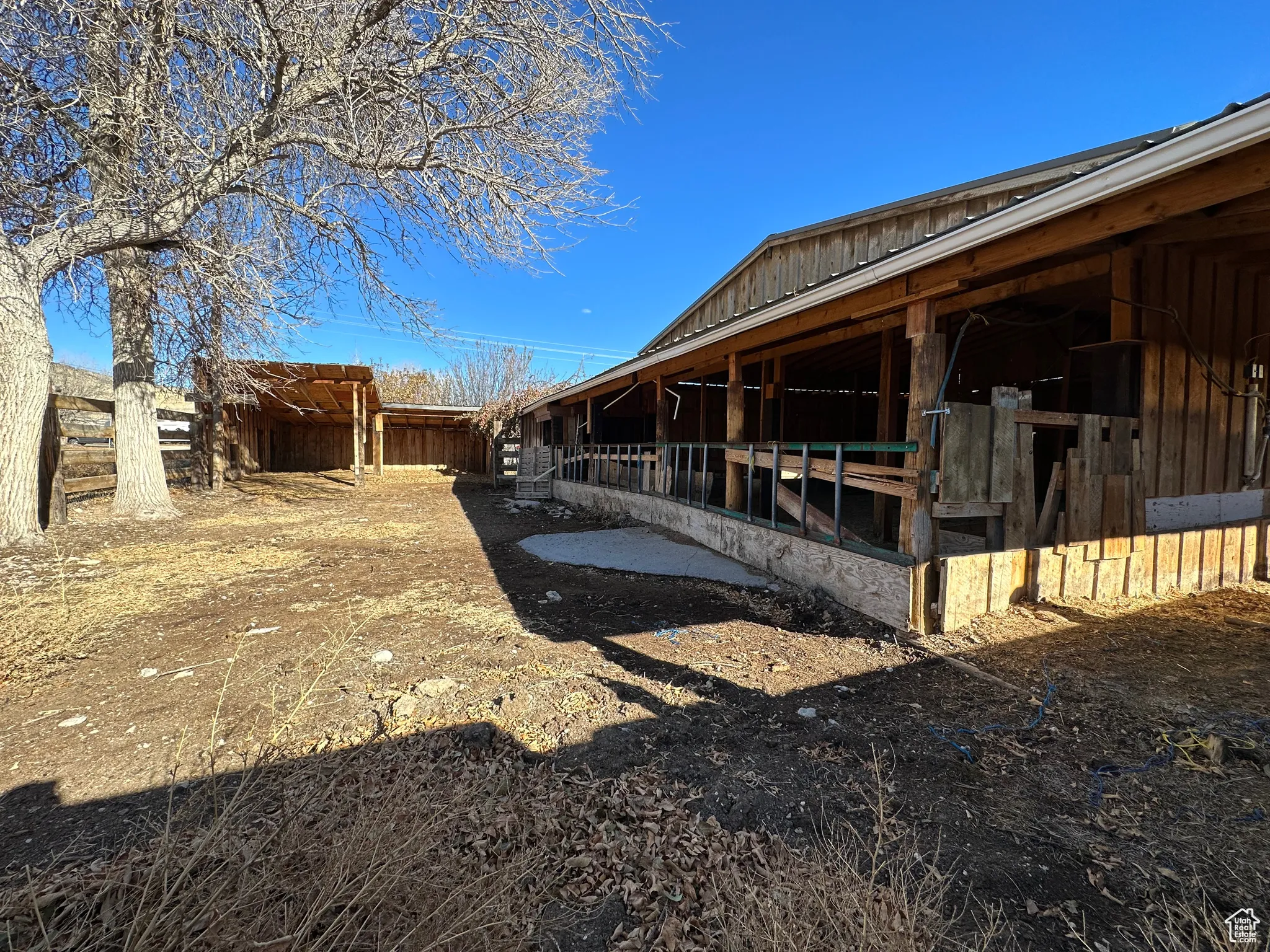 View of yard with an exterior structure and an outdoor structure
