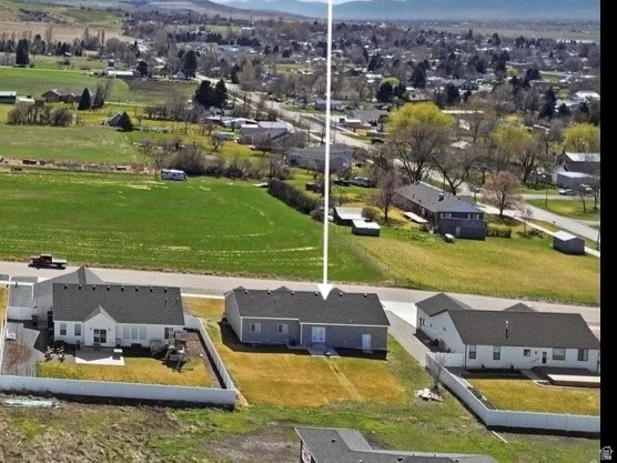 Aerial Spring 2026, showing backyard that is facing north.
