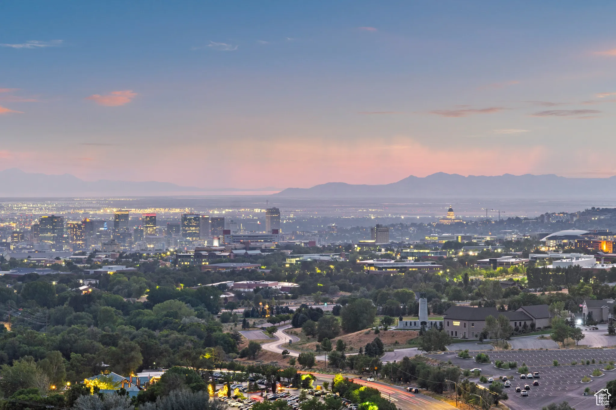 View of city with mountains