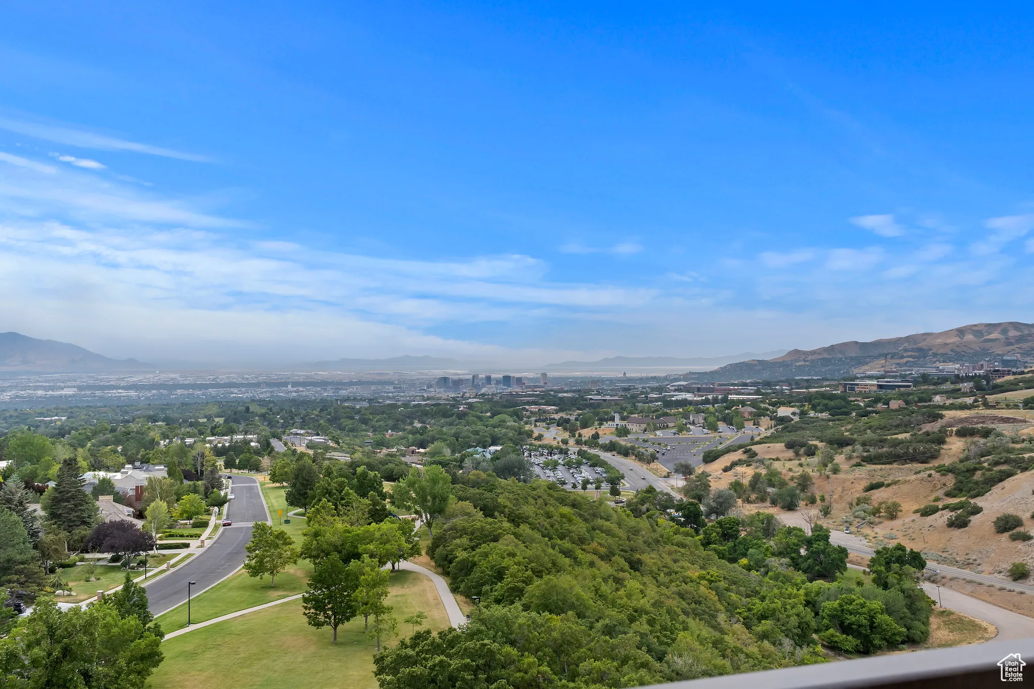 Drone / aerial view of a mountainous background