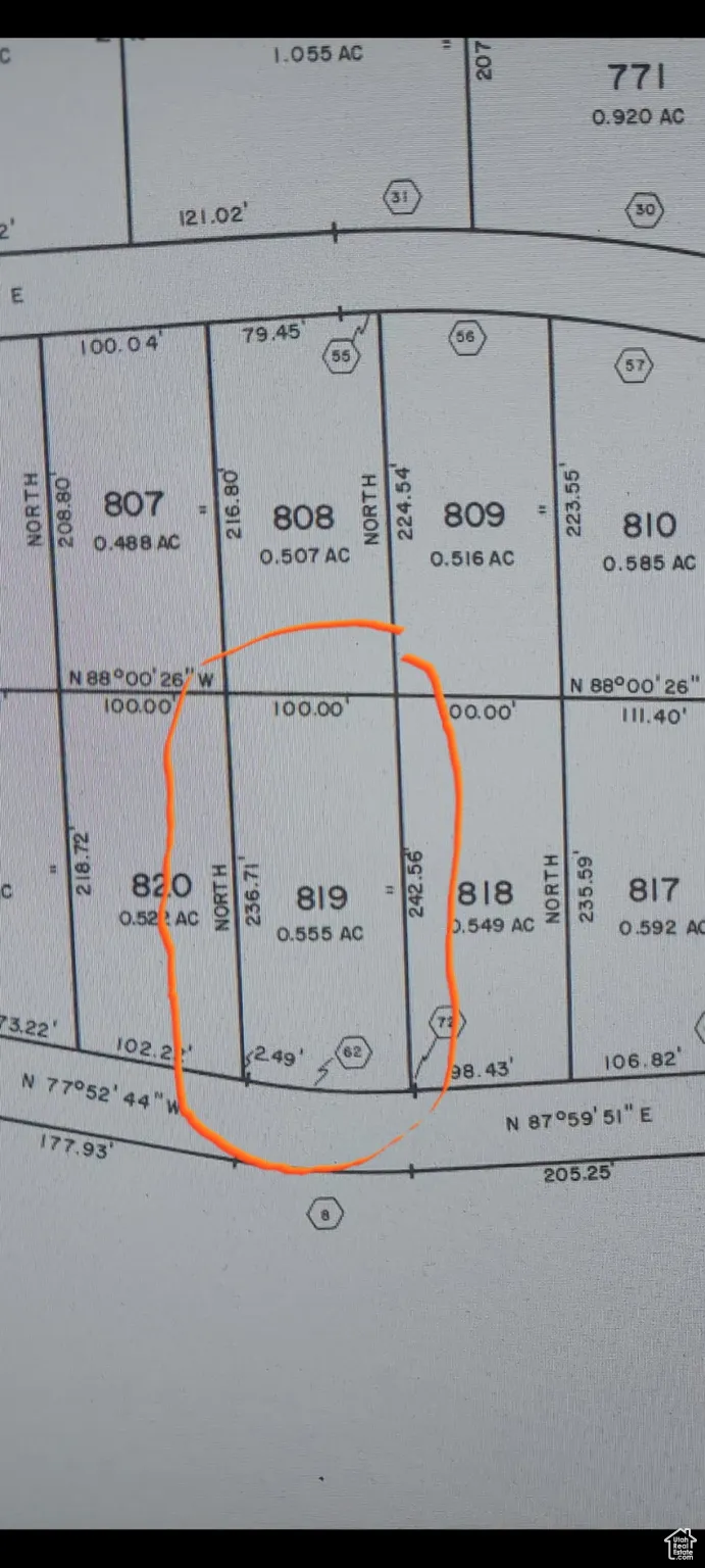 Map showing property parcels