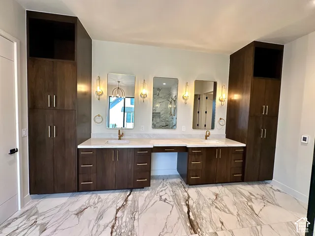 Primary Bathroom suite with make up bar