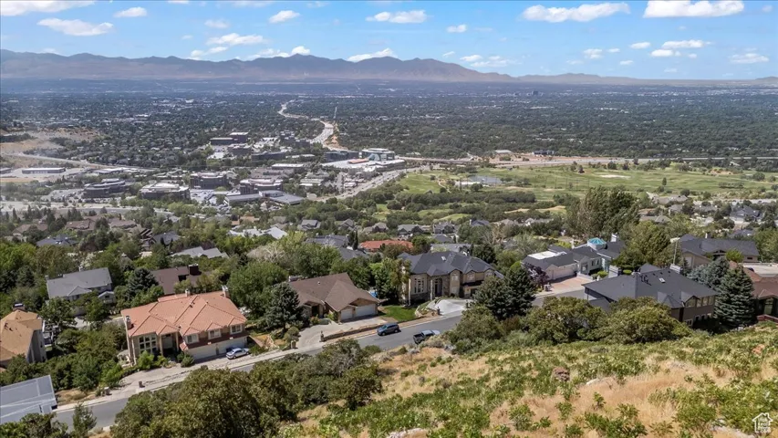 Aerial perspective of building area featuring gorgeous mountain and valley views