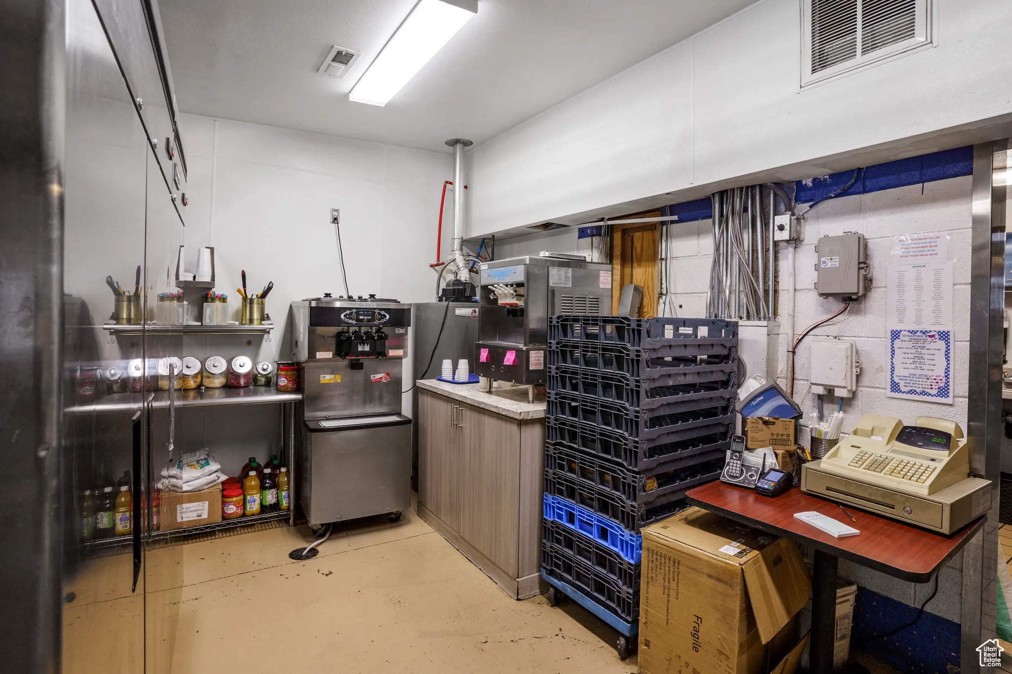 Interior space with concrete flooring