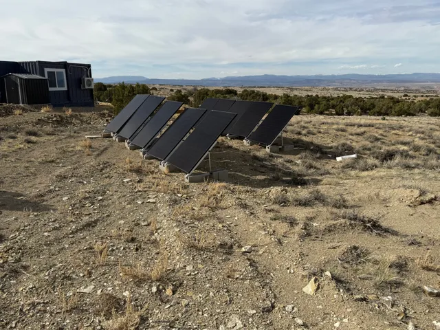 View of storm shelter featuring a mountain view