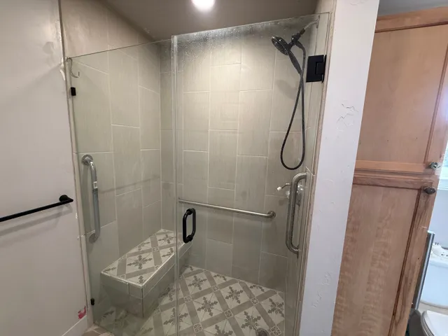 Bathroom featuring a stall shower