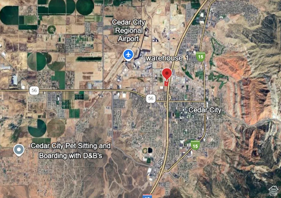 Aerial overview of property's location with property boundaries highlighted