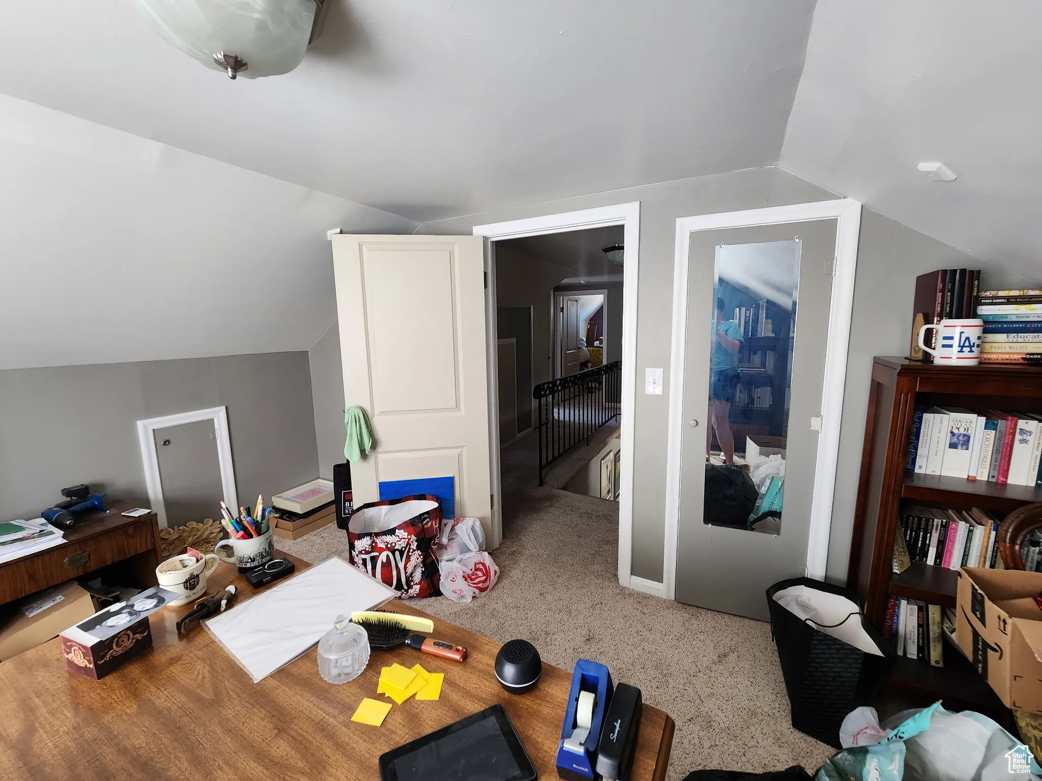 Bonus room featuring lofted ceiling and carpet flooring