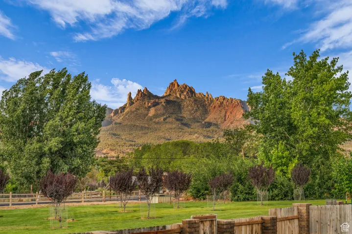 View of mountain background with rural landscape