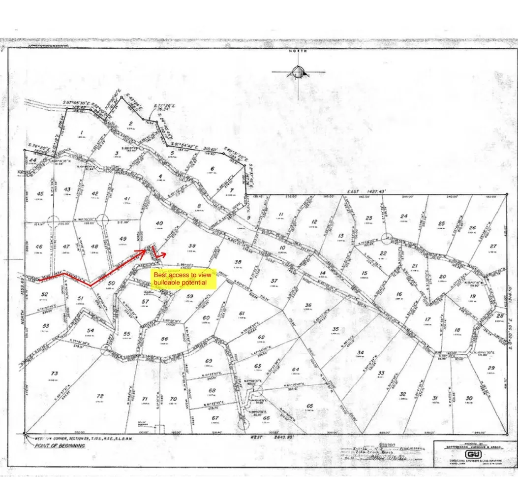 Map with directions to the top of the lot (same as MLS map)