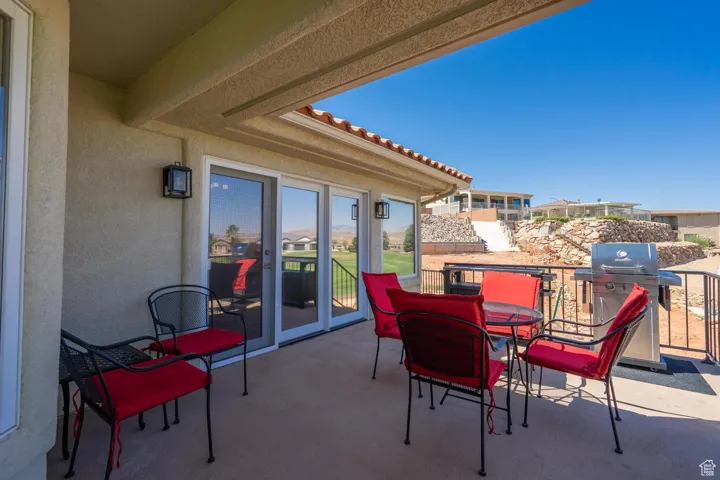 View of patio featuring outdoor dining area