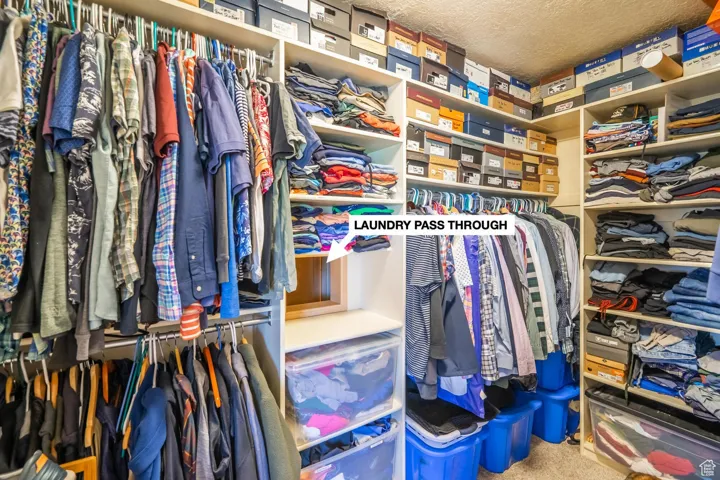 Walk in closet with carpet