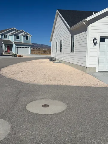 View of yard with a mountain view