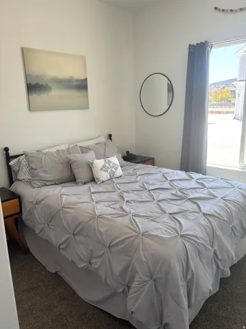 Bedroom with carpet floors