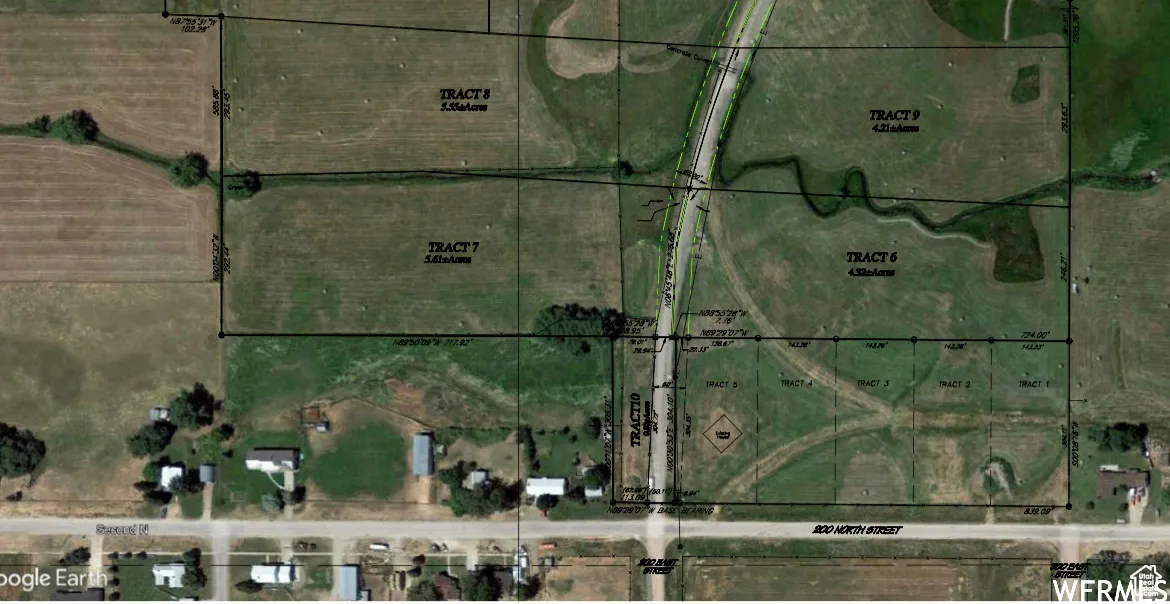 Aerial view of property's location with property boundaries highlighted