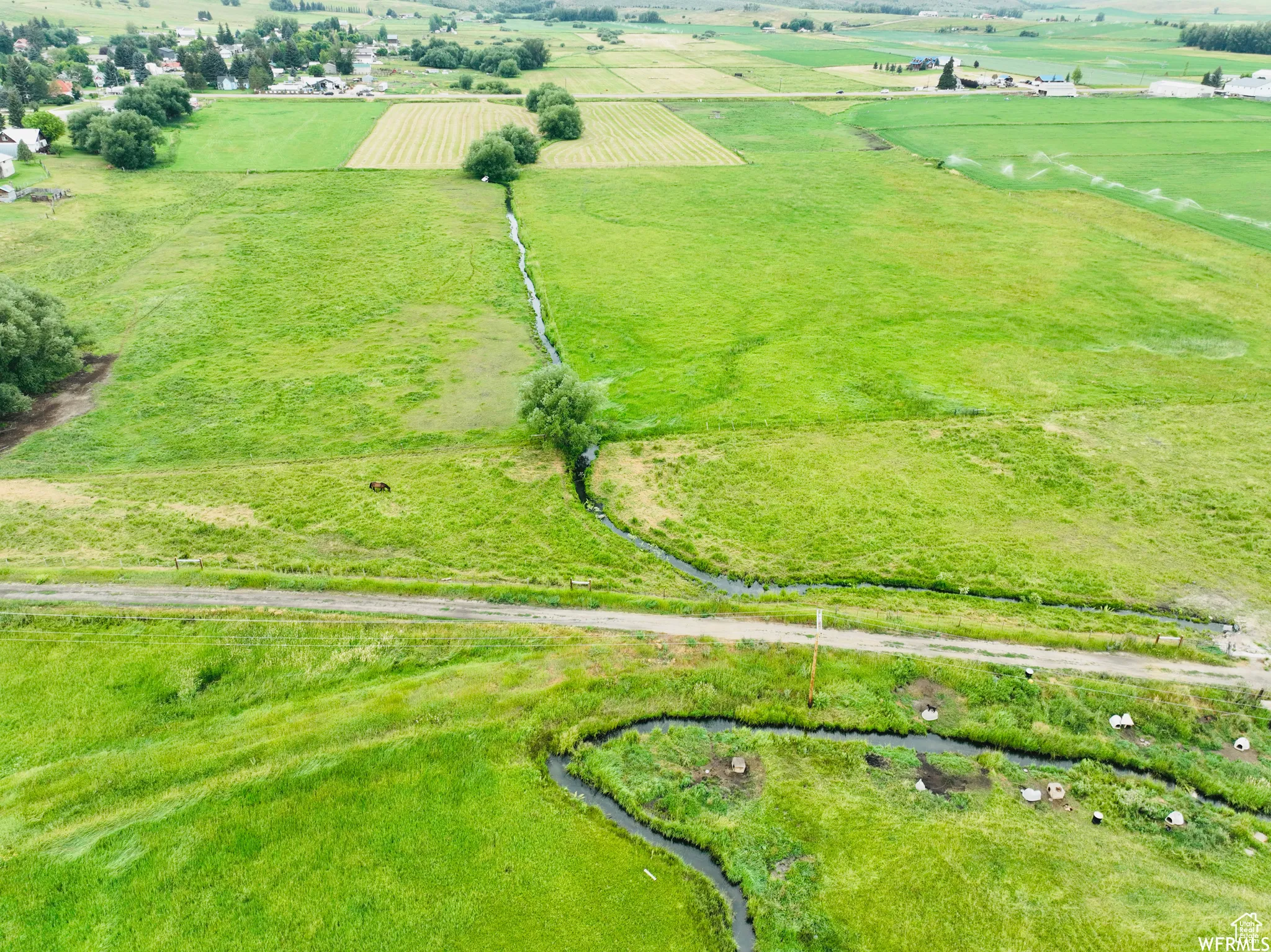 Overview of rural landscape with abundant farmland