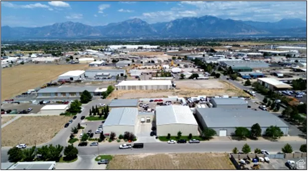 Bird's eye view of mountains and industrial structures
