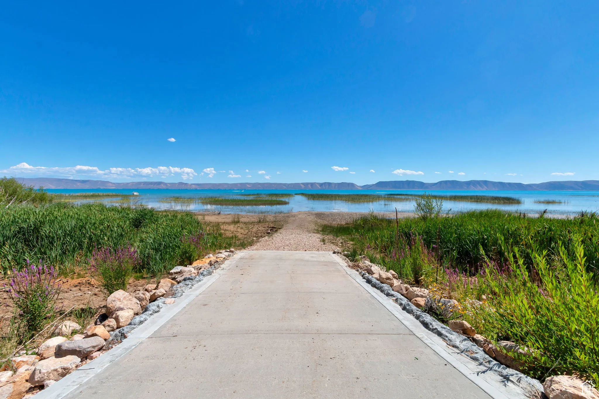 Water view with a mountainous background