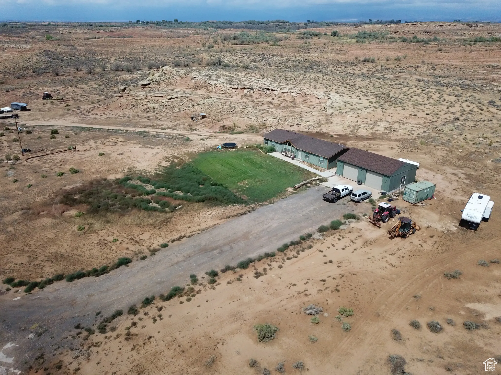 Overview of rural landscape with a desert landscape