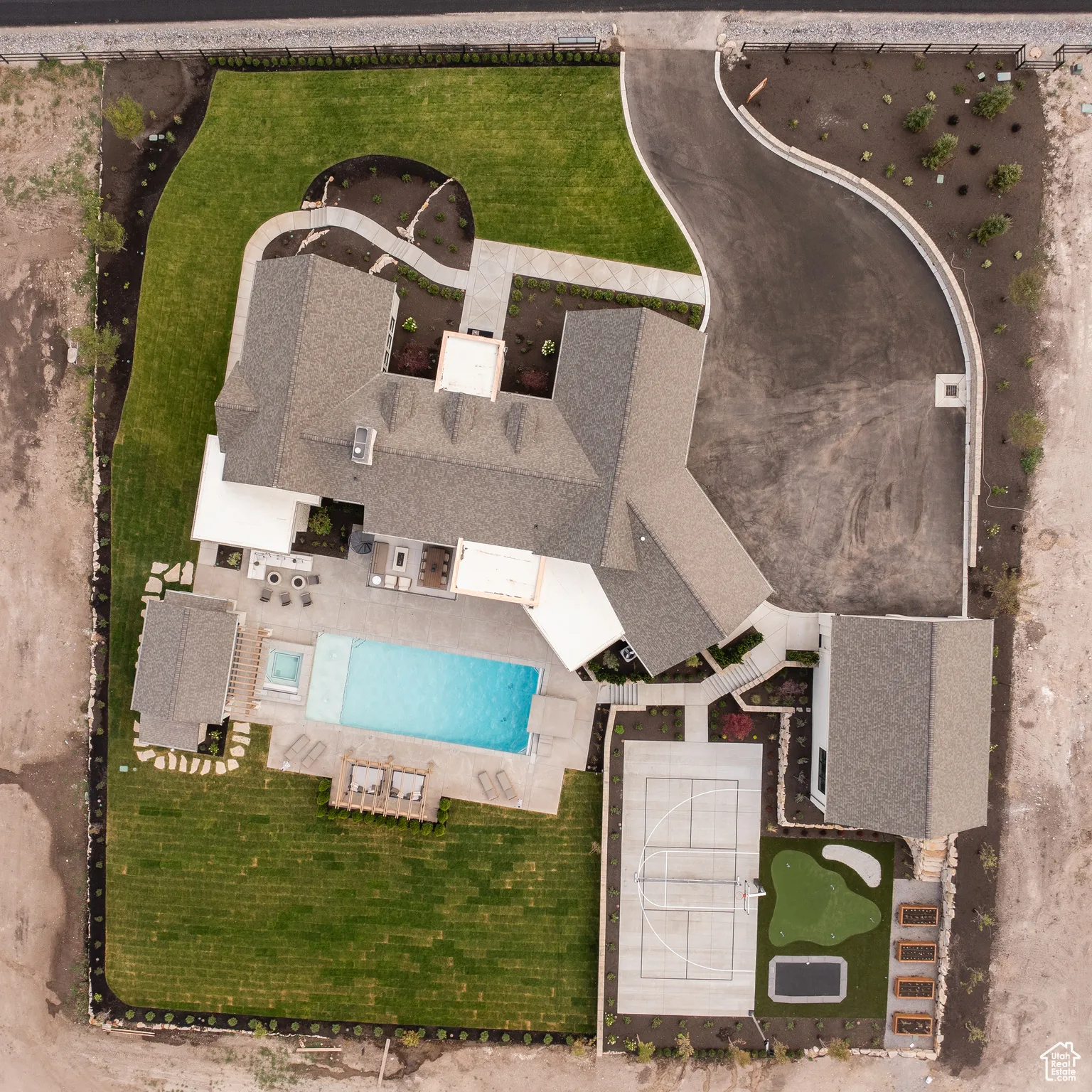 Aerial view of a pool area