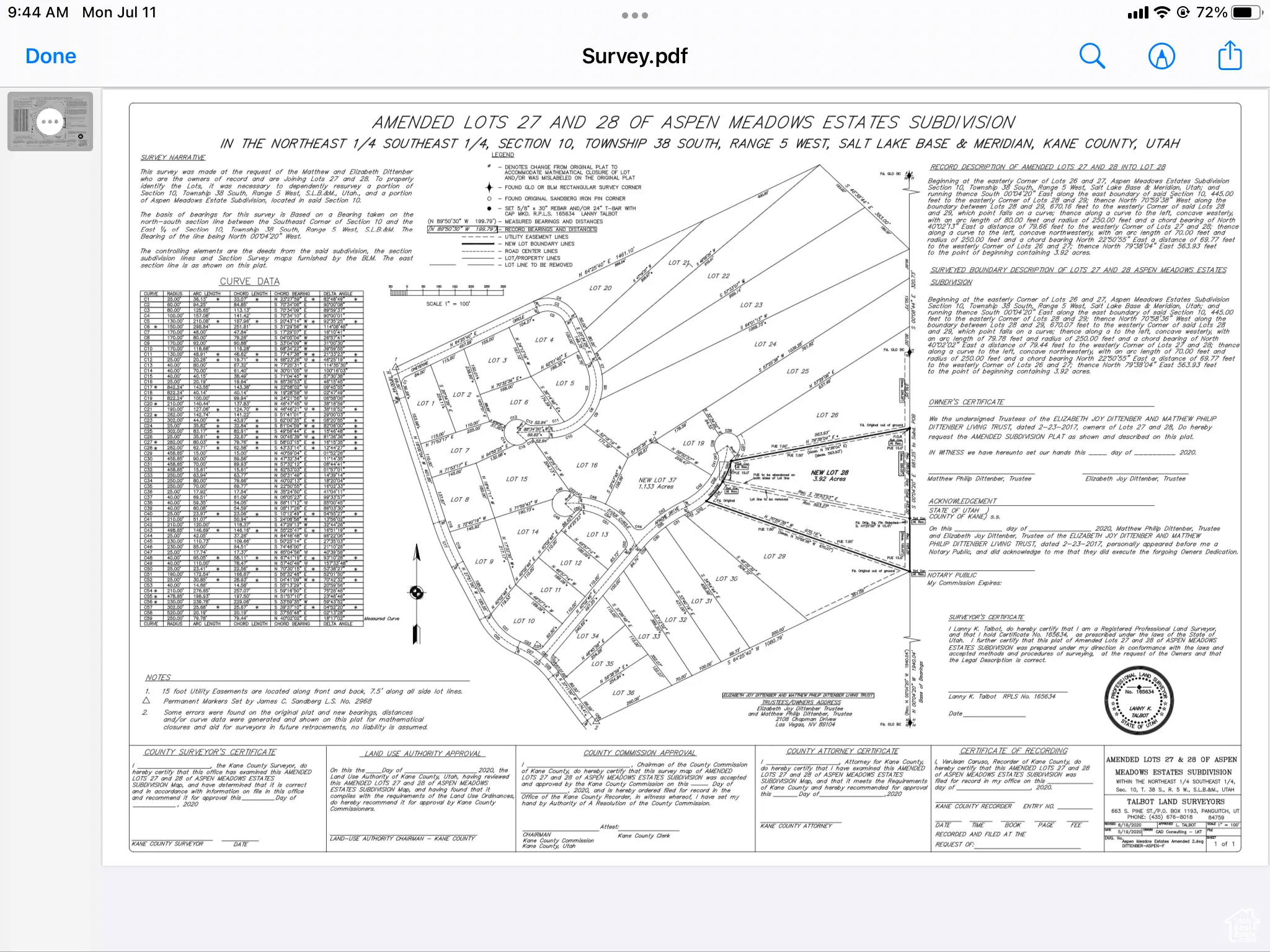 Map showing property parcels