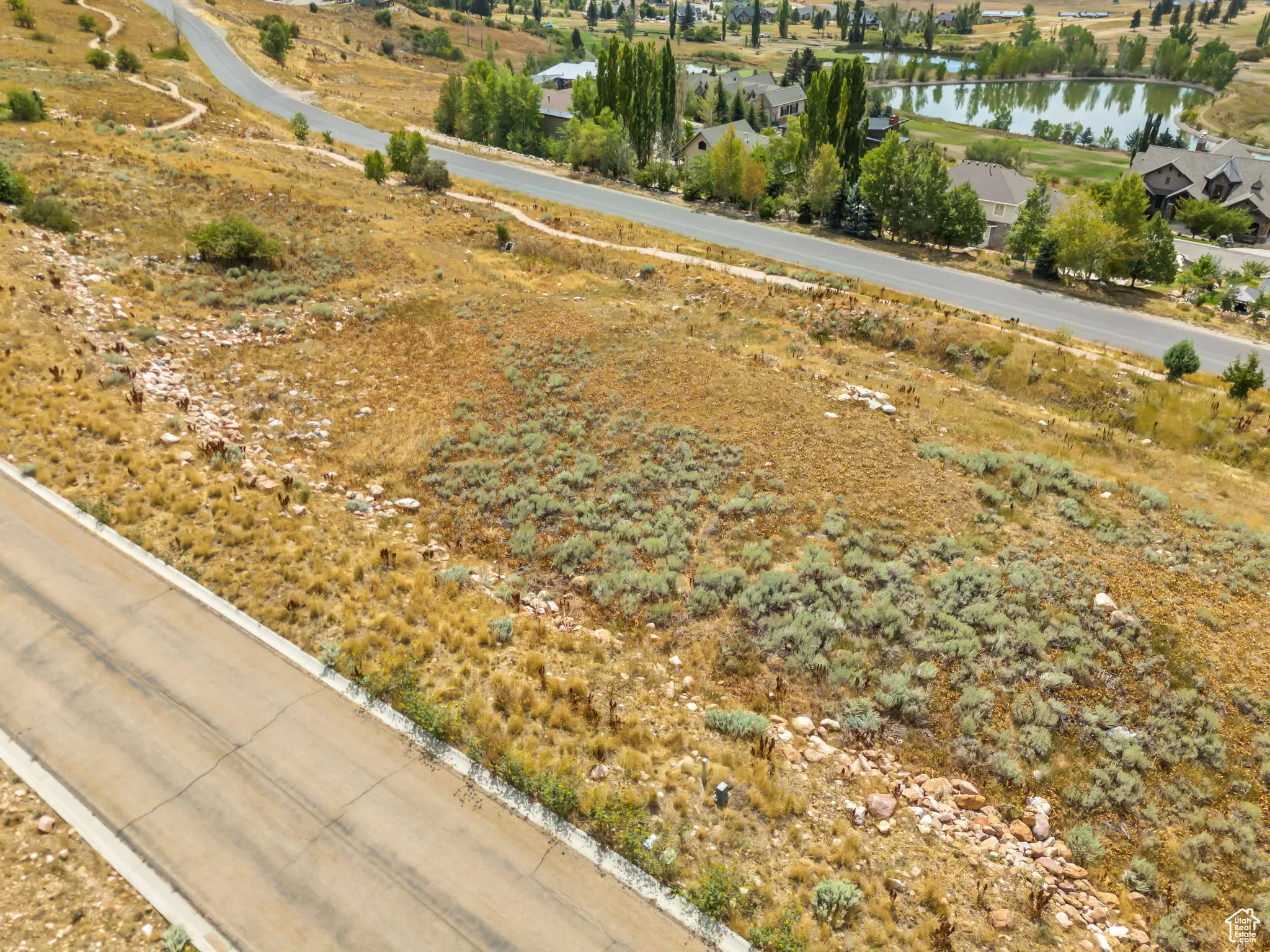 Aerial view of a large body of water