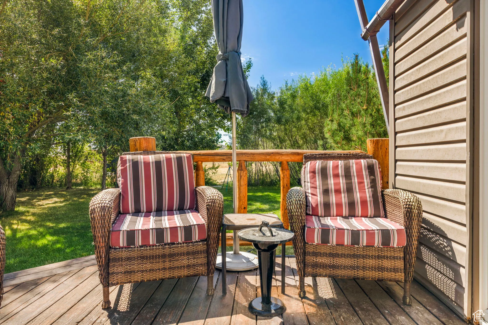 Wooden deck with a lawn