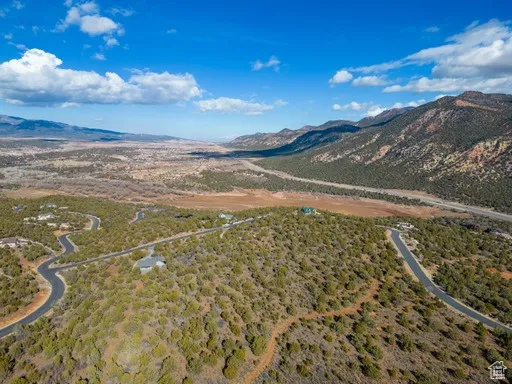 Aerial view of a mountainous background