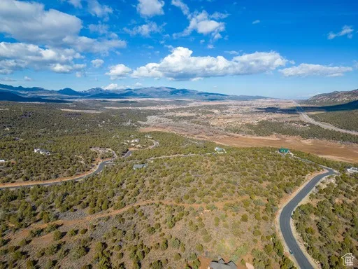 Aerial view of a mountain backdrop