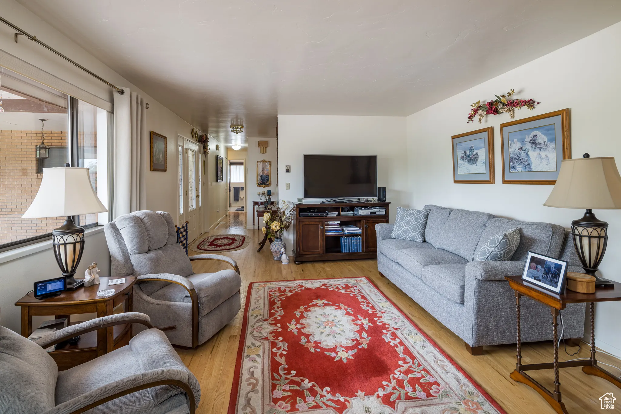 Living room with light wood finished floors