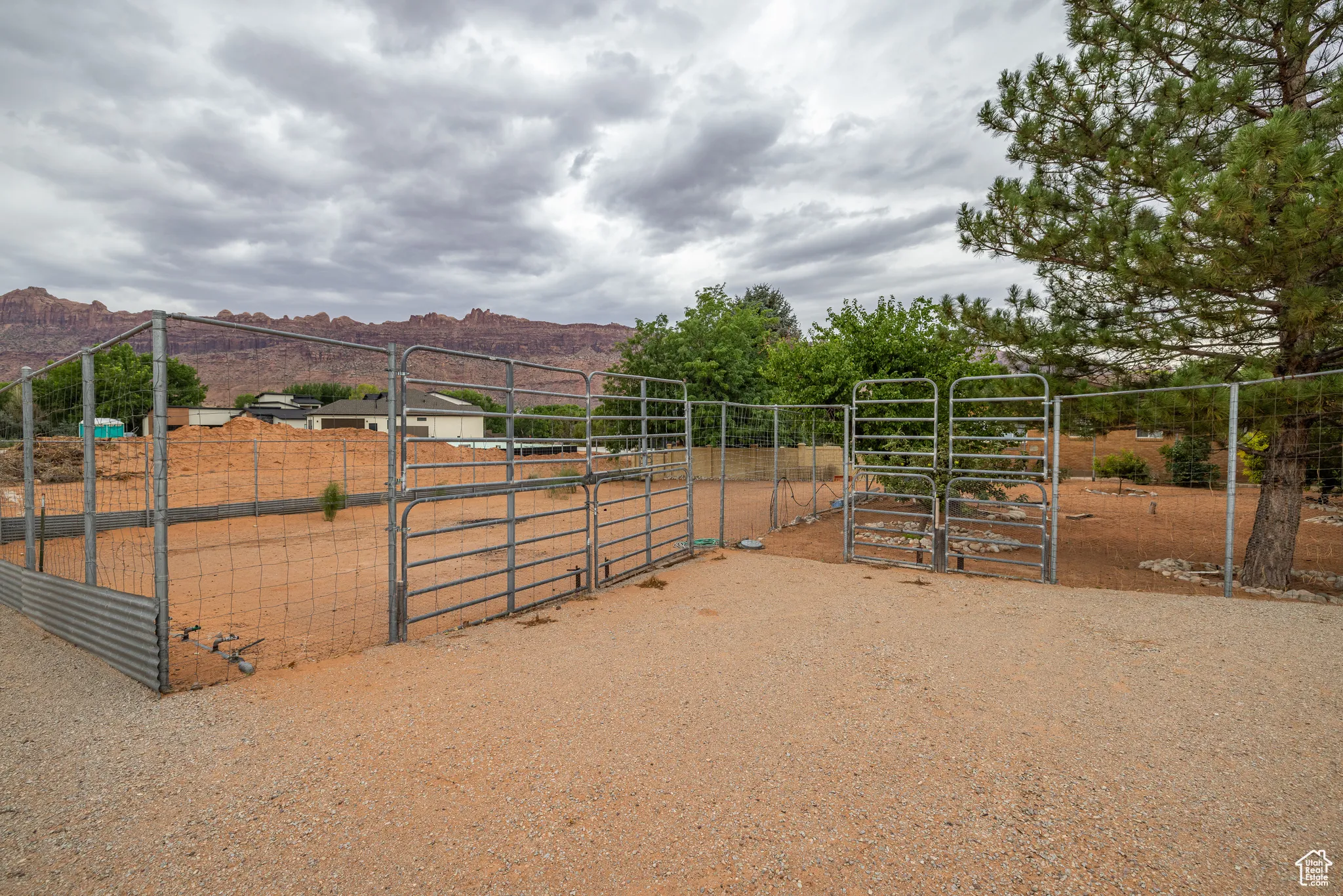 Horse barn with a mountain view