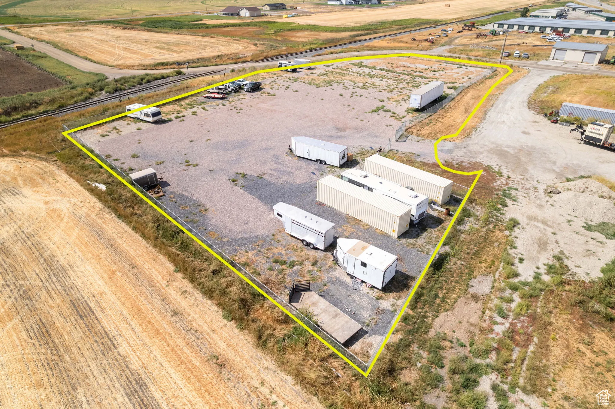 Overview of rural landscape with property parcel outlined